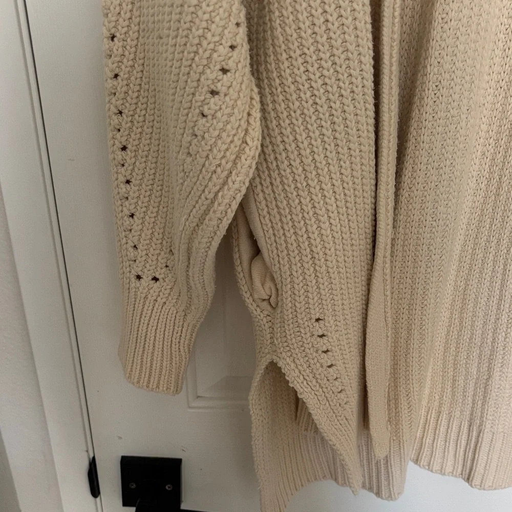 Free People Cream Chunky Knit Open Cardigan